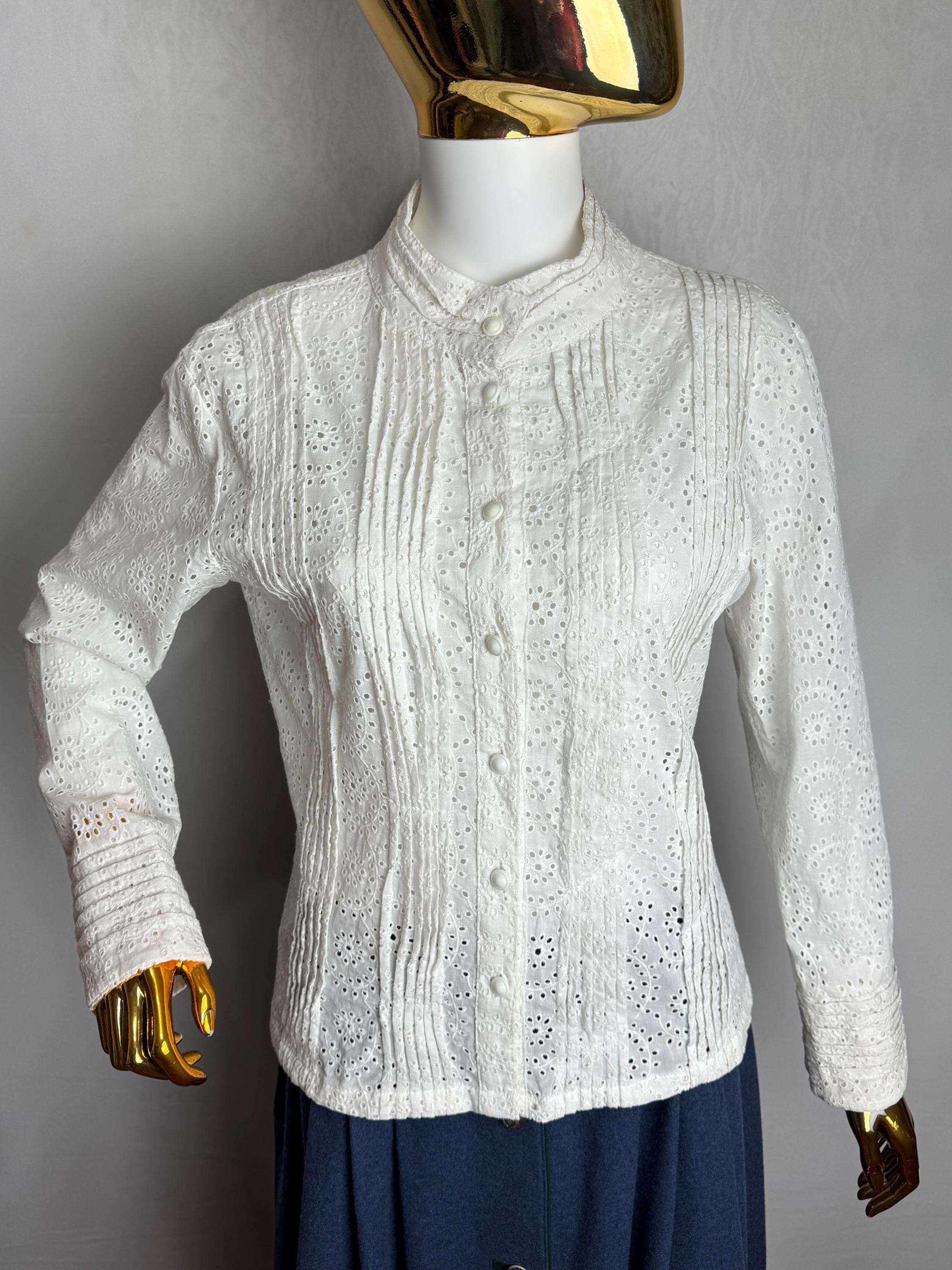 Pintuck Long Sleeve White Blouse - Etsy