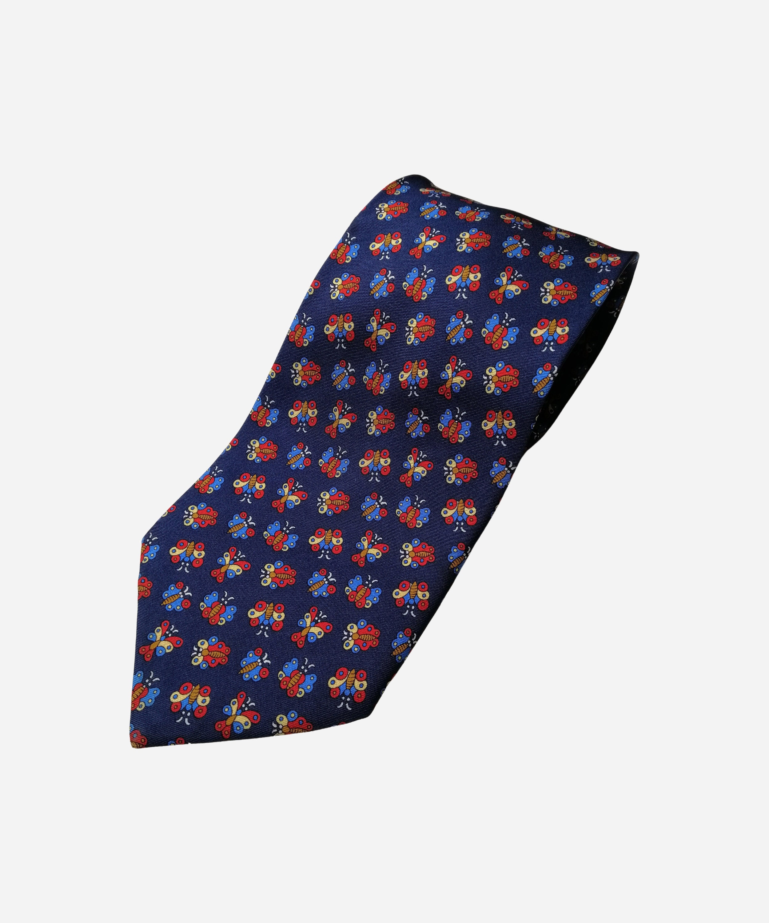 TigerTie Cravatta In Seta Uomo, Blu Rosso Argento Striato, 150x8 Cm - 2