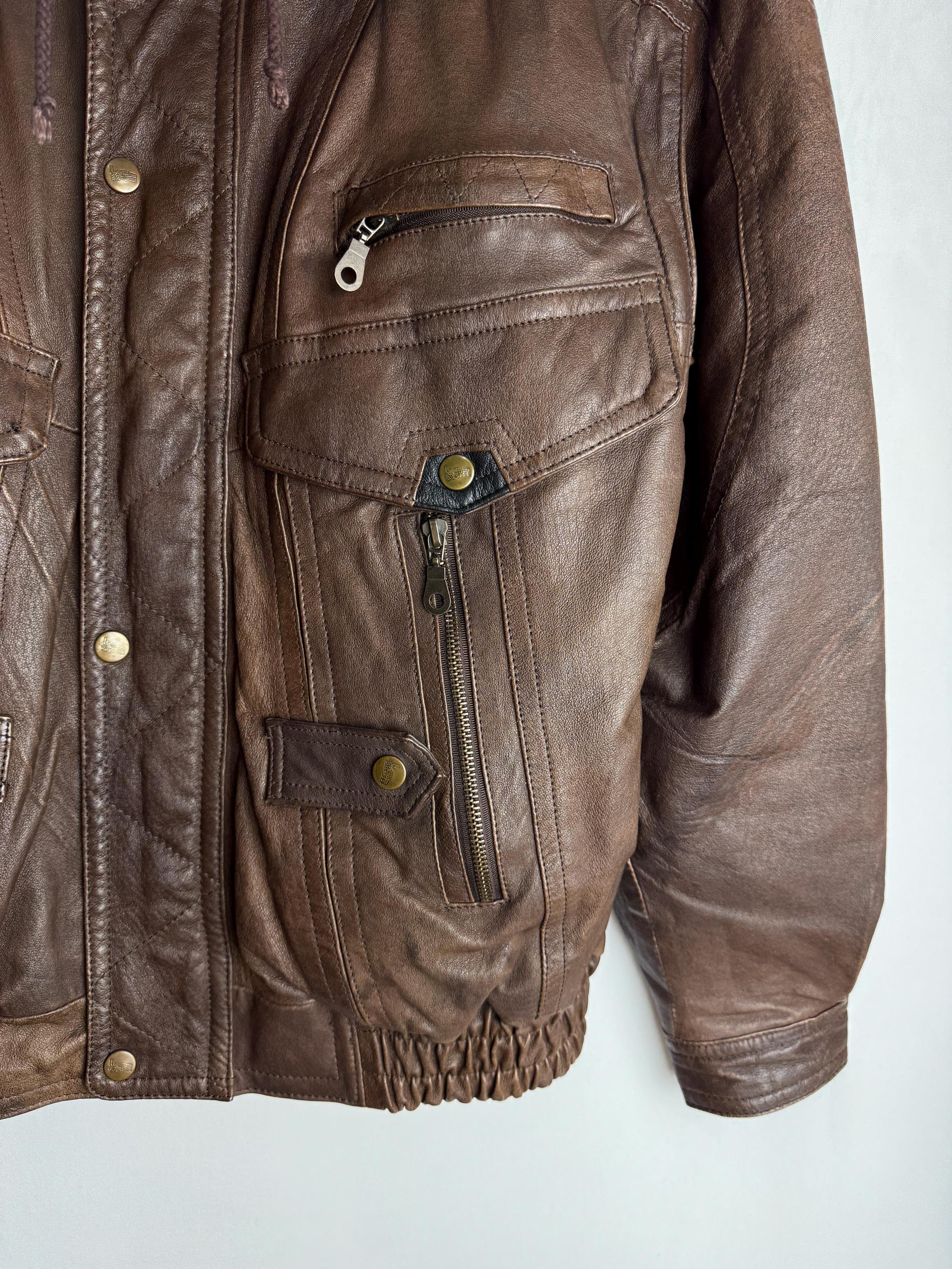 90s Mens Leather Jacket, Brown Motorcycle Jacket, Genuine Leather