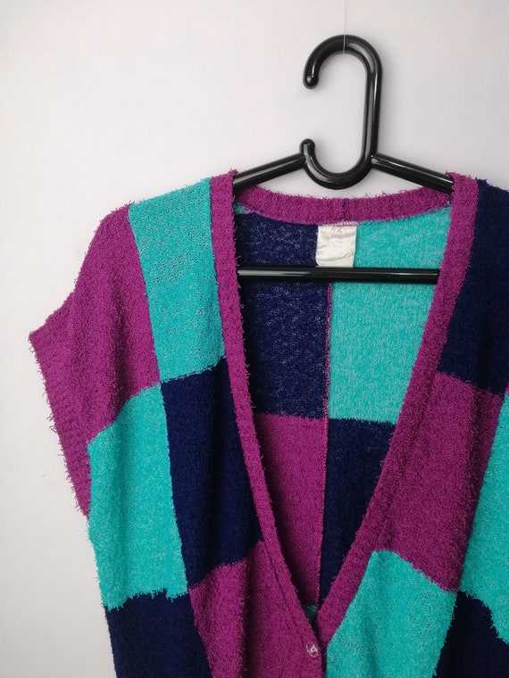 Made in Italy Vintage Sleeveless Cardigan 80s 90s Womens
