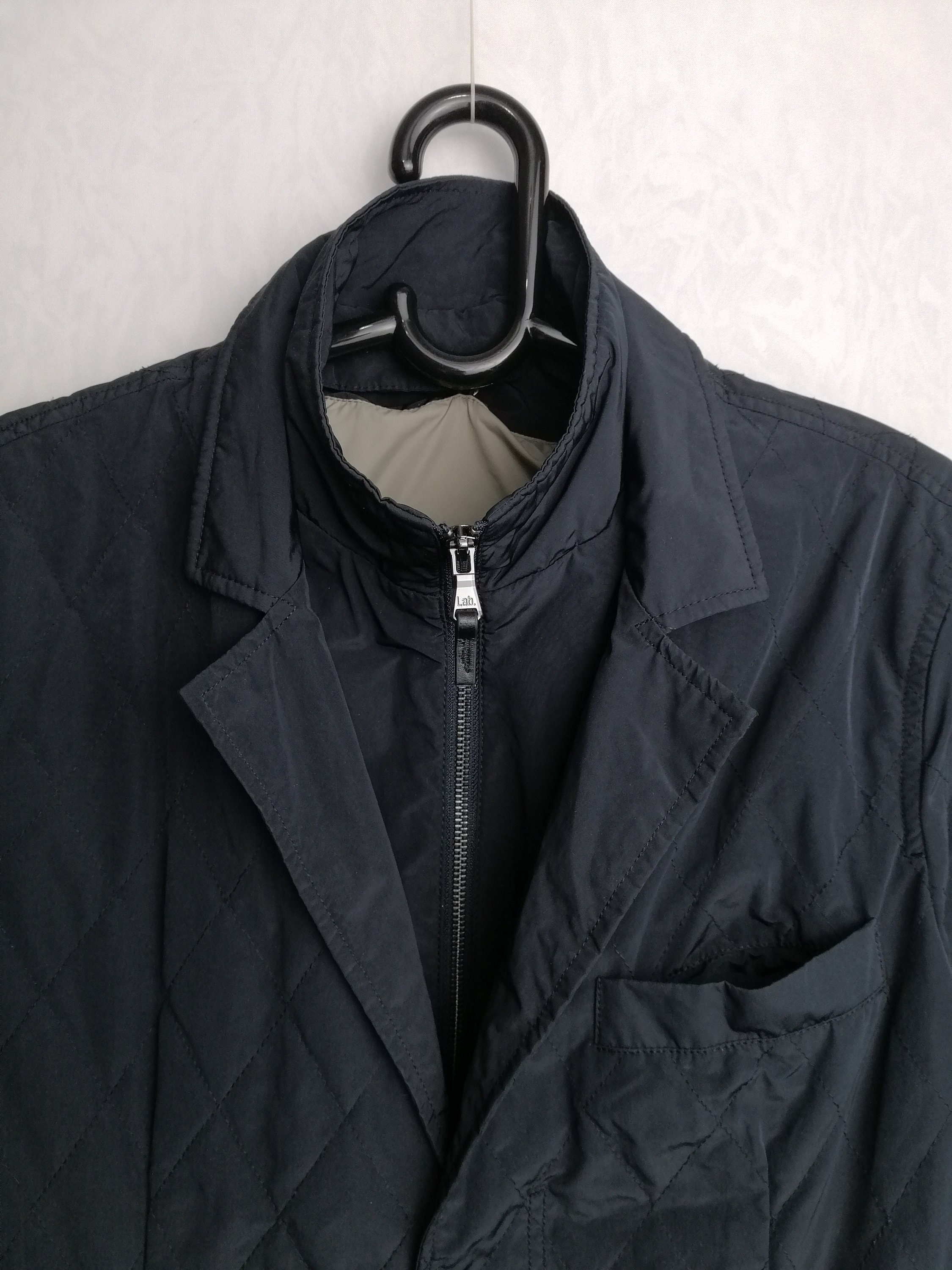 PAL ZILERI Vintage Mens Quilted Jacket Black Nylon Full Zip up