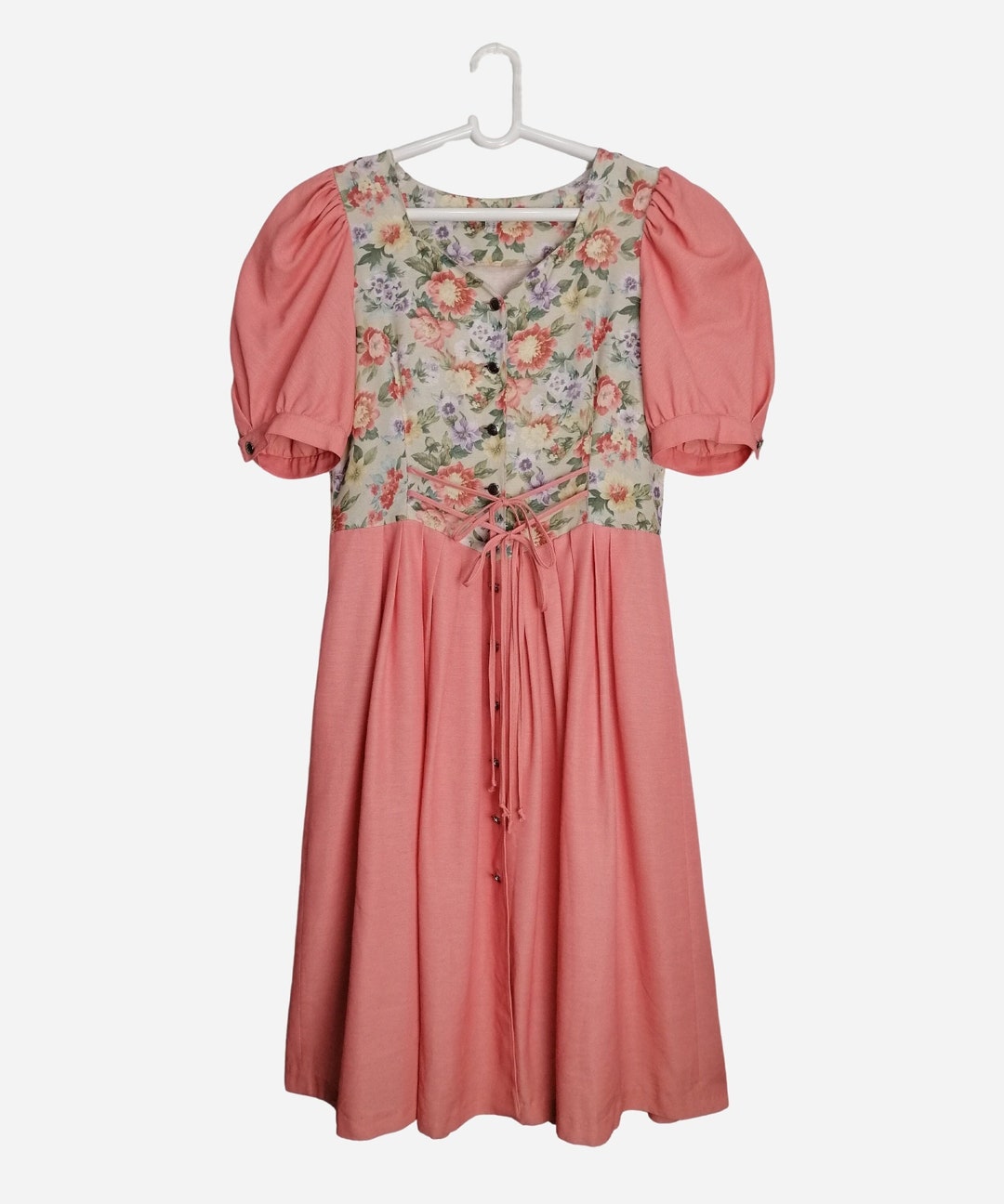 DIRNDL Floral Dress, Puff Sleeve Trachten Dress, Austrian Maxi Dress ...