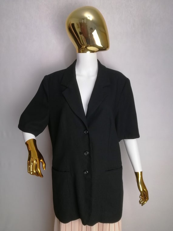 TED LAPIDUS Paris Wool Blazer, 80s Short Sleeve Jacket TED LAPIDUS Paris Wool Blazer, 80s Short Sleeve Jacket