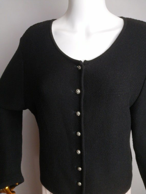 Austrian Cotton Cardigan, Black Dirndl Cardigan, … - image 2