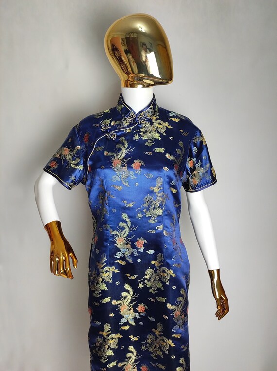 blue and gold chinese dress Fengqi Jinhuang Gilt Bead Embroidery French Court Dress – New Chinese Style main image 0