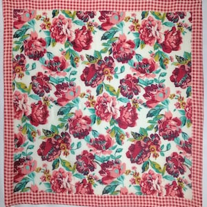 Floral Cotton Square Scarf, 90s Large Head Scarf, Womens Peony Print Scarf, Colorful Summer Wrap Scarf, Unique Floral Scarf, Gift For Her