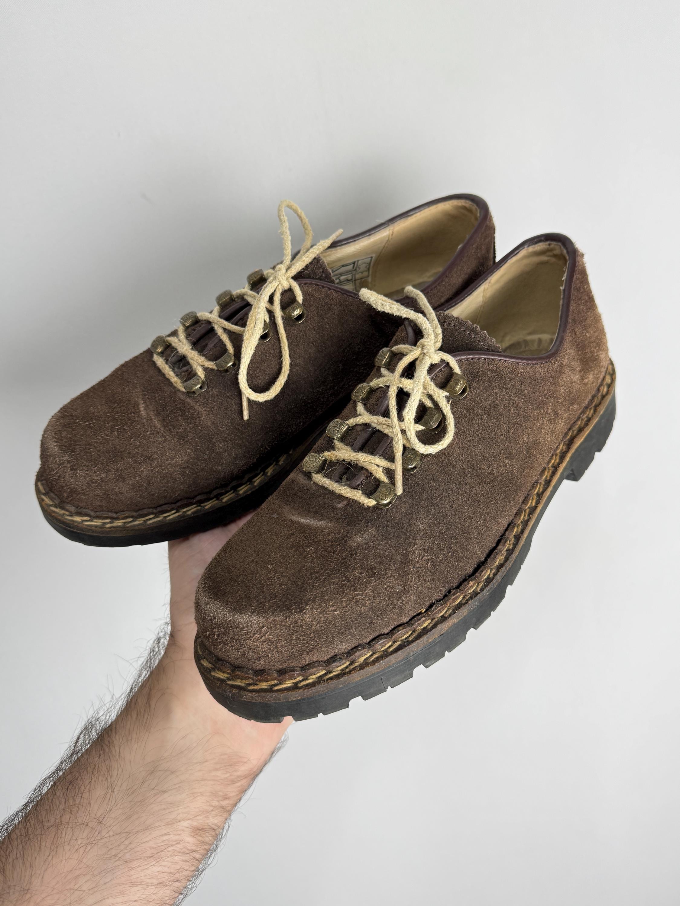 Dirndl Traditional Trachten Shoes, Brown Suede Austrian Shoes