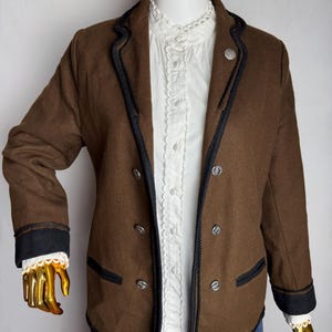 Dirndl Loden Blazer, Oktoberfest Trachtenjacke, Trachtenjanker, Brauner Tiroler Trachtenblazer, L