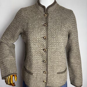 80s Boiled Wool Jacket, Austrian Wool Cardigan, Oktoberfest Trachten Knitwear, Tyrolean Bavarian Sweater, Traditional Alpen Folk Jacket, S