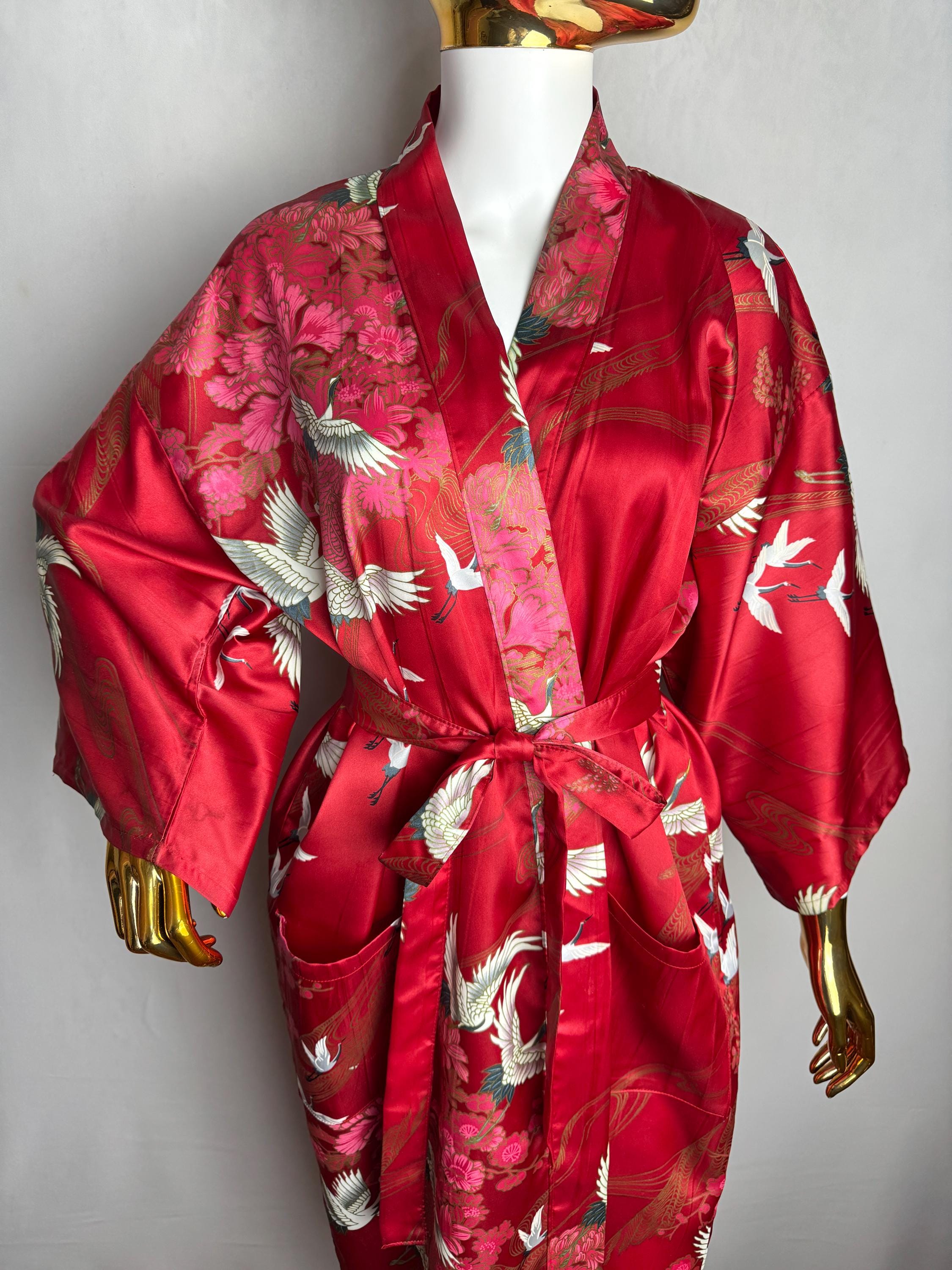 Kimono Robe De SoirÃ©e Tall Red Crane Kimono Ireland