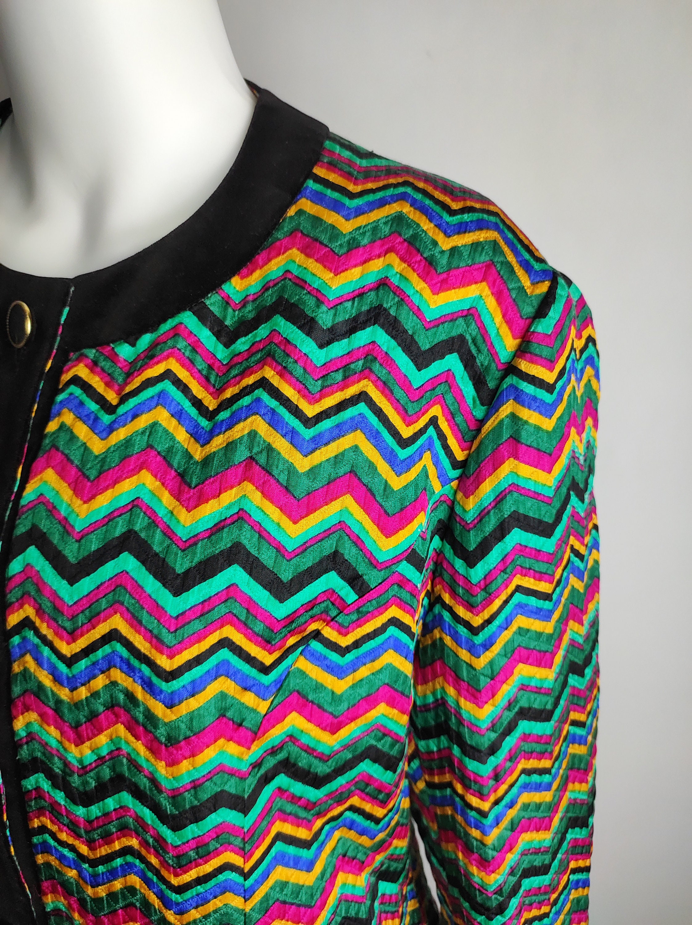 80s Vintage French Jacket, Multicolor Zigzag Pattern Blazer, Wool & Silk Retro Blazer, Geometric Print Festival Jacket, Made in France, XXL - Etsy 80s Vintage French Jacket, Multicolor Zigzag Pattern Blazer, Wool & Silk Retro Blazer, Geometric Print Festival Jacket, Made in France, XXL - Etsy