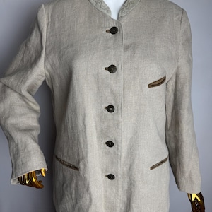 Pure Linen Dirndl Jacket, Oktoberfest Trachten Jacket, Traditional Austrian Blazer, Tyrol Folk Blazer, German Bavarian Alpen Jacket, Size XL