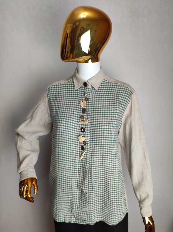 Pure Linen Trachten Shirt, Traditional Austrian B… - image 2