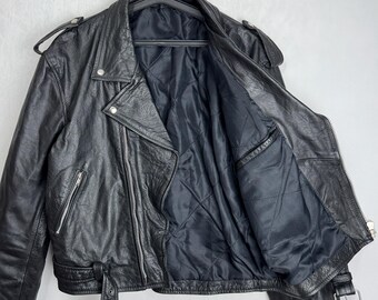 90年代メンズレザージャケット、クラシックバイカーモトジャケット