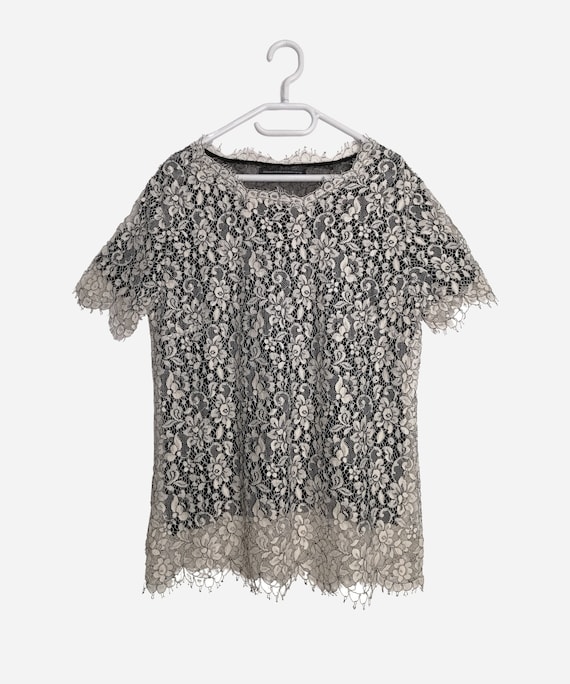 Ermanno Scervino floral-lace roll-neck jumper - White