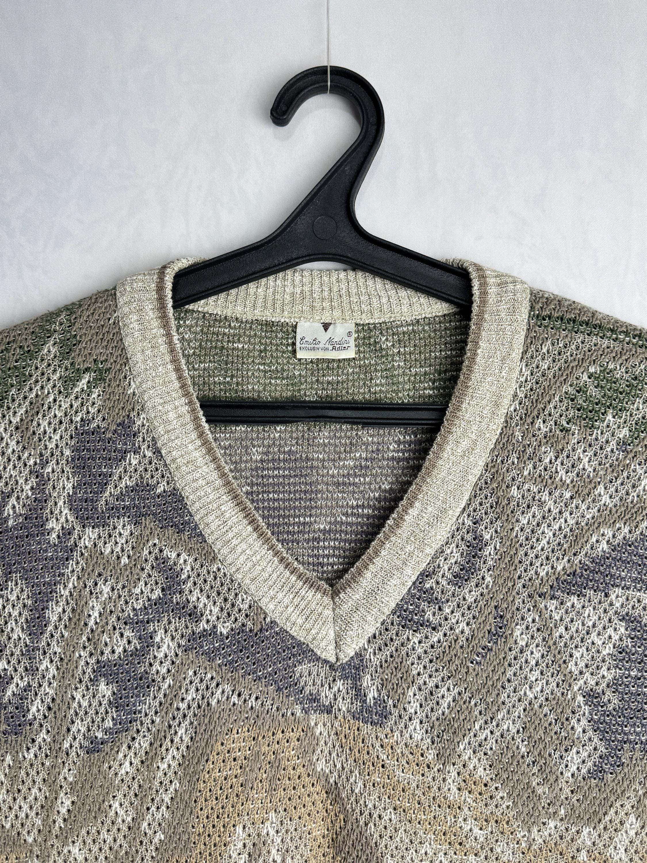 Mens Abstract Cotton Vest, 80s Oversized Unisex Vest