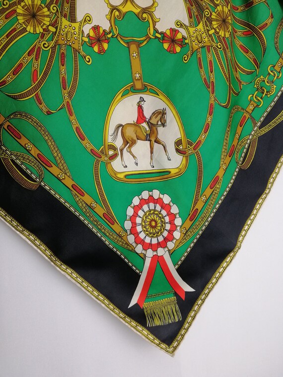 VINTAGE Equestrian Silk Scarf 60s Pure Silk Horse Pri… Gem