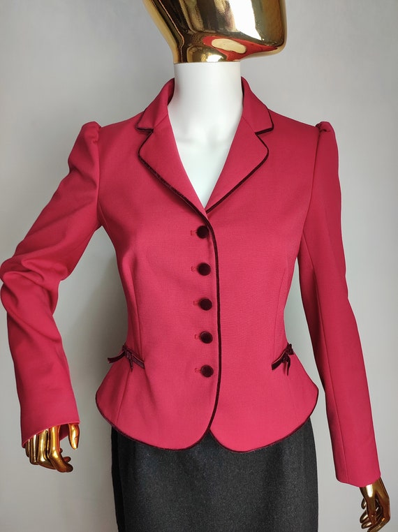 VALENTINO Puff Sleeve Blazer, Authentic Red Valen… - image 8