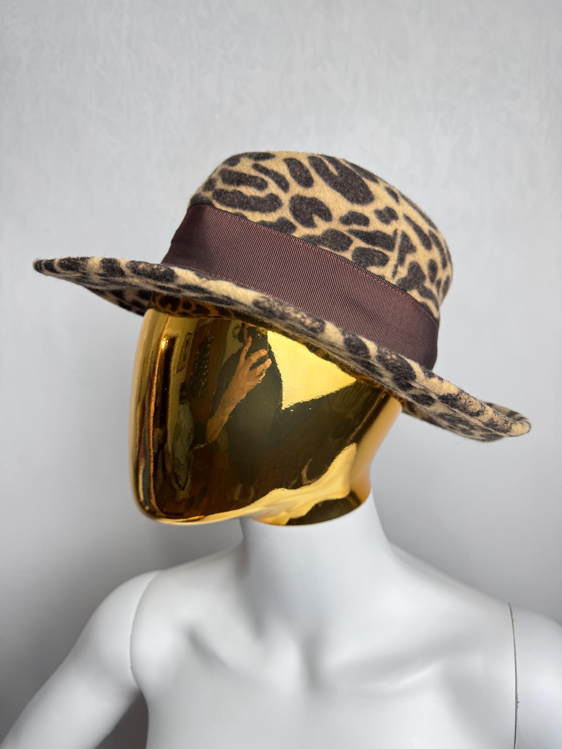 Leopard Print Fedora Hat, Animal Print Vintage Hat, Womens  display picture 2