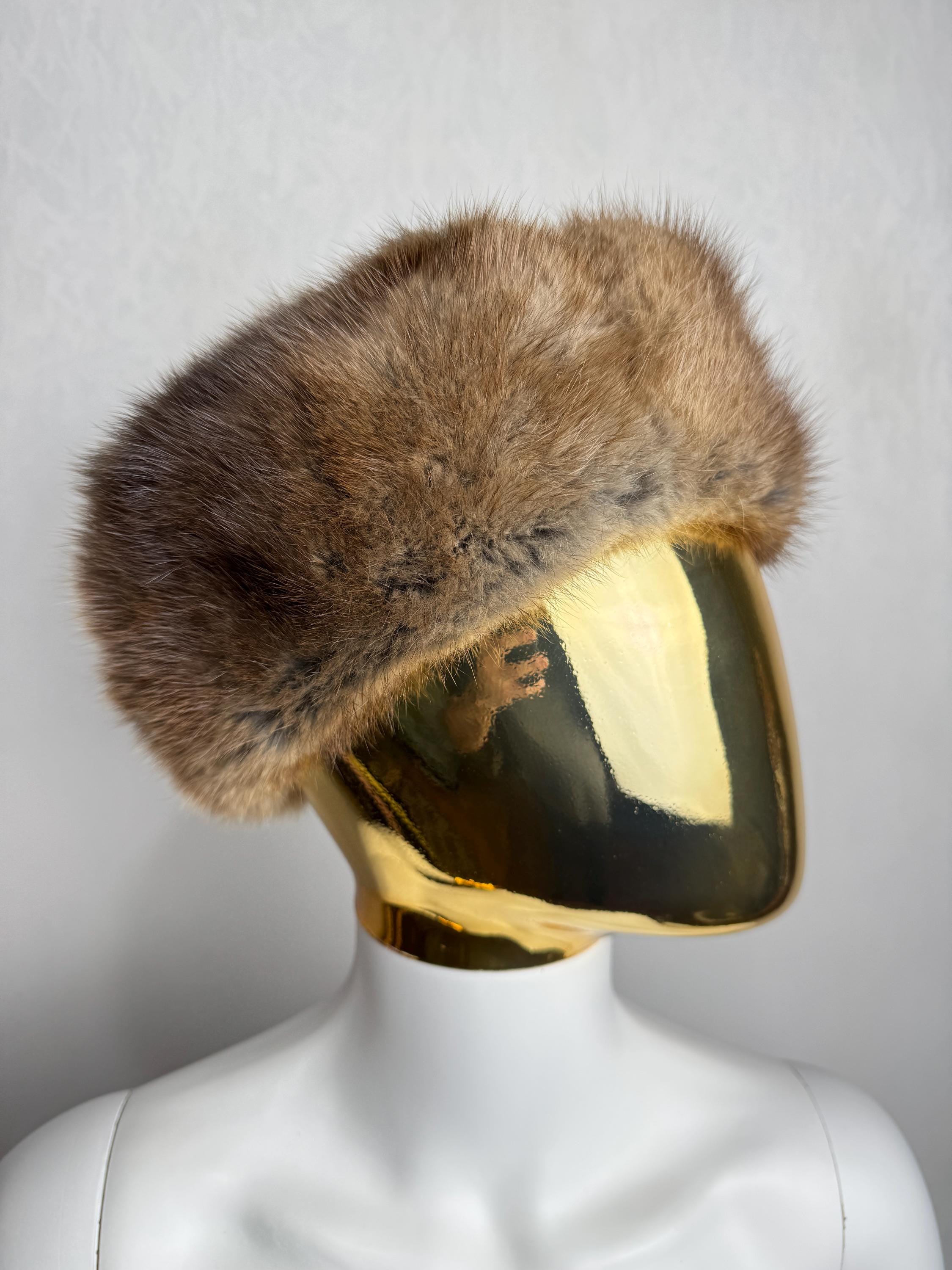 Vintage Real Fur Pillbox Hat Womens Brown Russian Cossack Fuzzy Winter Luxury Vintage Fur Cossack Hat, Pillbox Hat, 1950s-60s Hat, Vintage  main image 4
