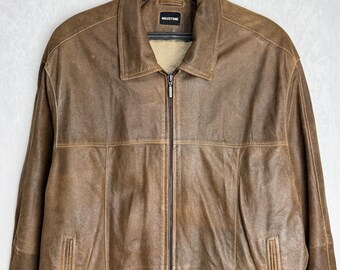 90s イタリア製　ビンテージ　レザージャケット　スエード　本革　ブラウン 90s イタリア製スエードレザーブルゾン 本革 裏フリース ユーロ