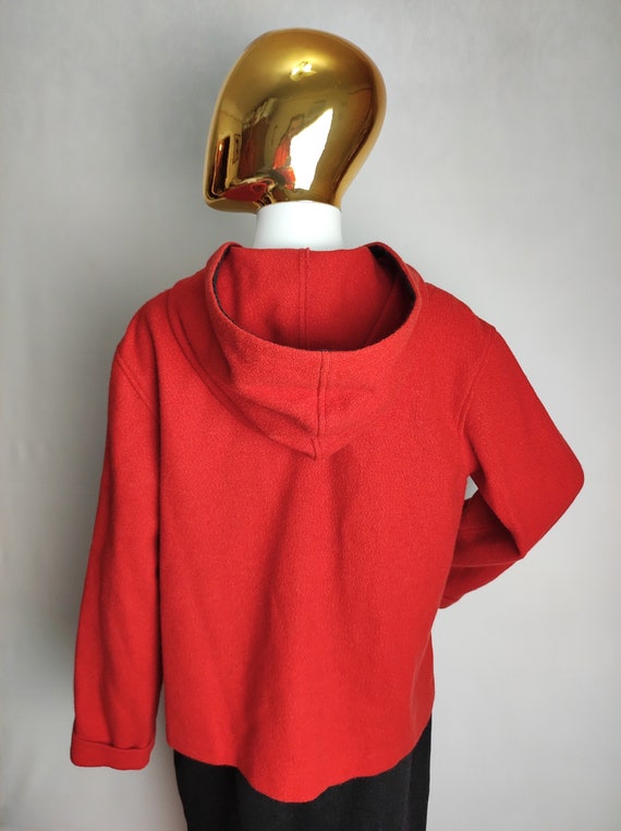 Austrian Wool Hooded Jacket, Red Full Zip Up Swea… - image 3