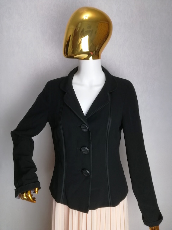 MAX MARA Wool Blend Jacket, Elegant Black Blazer, 