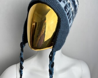 Vintage Peruvian Chullo Hat, Alpaca Ear Flap Winter Hat, Llama