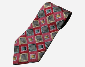 PIERRE CARDIN Silk Tie, 80s French Designer Necktie, Geometric Print Tie, Unique Gift For Men, Collectible Tie For Him, Colorful Wedding Tie