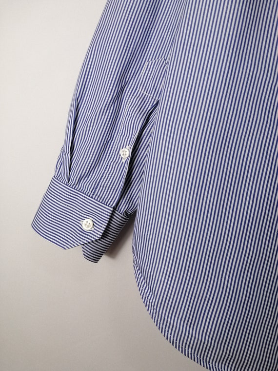 EMANUEL UNGARO Mens Shirt Blue White Striped Cott… - image 4