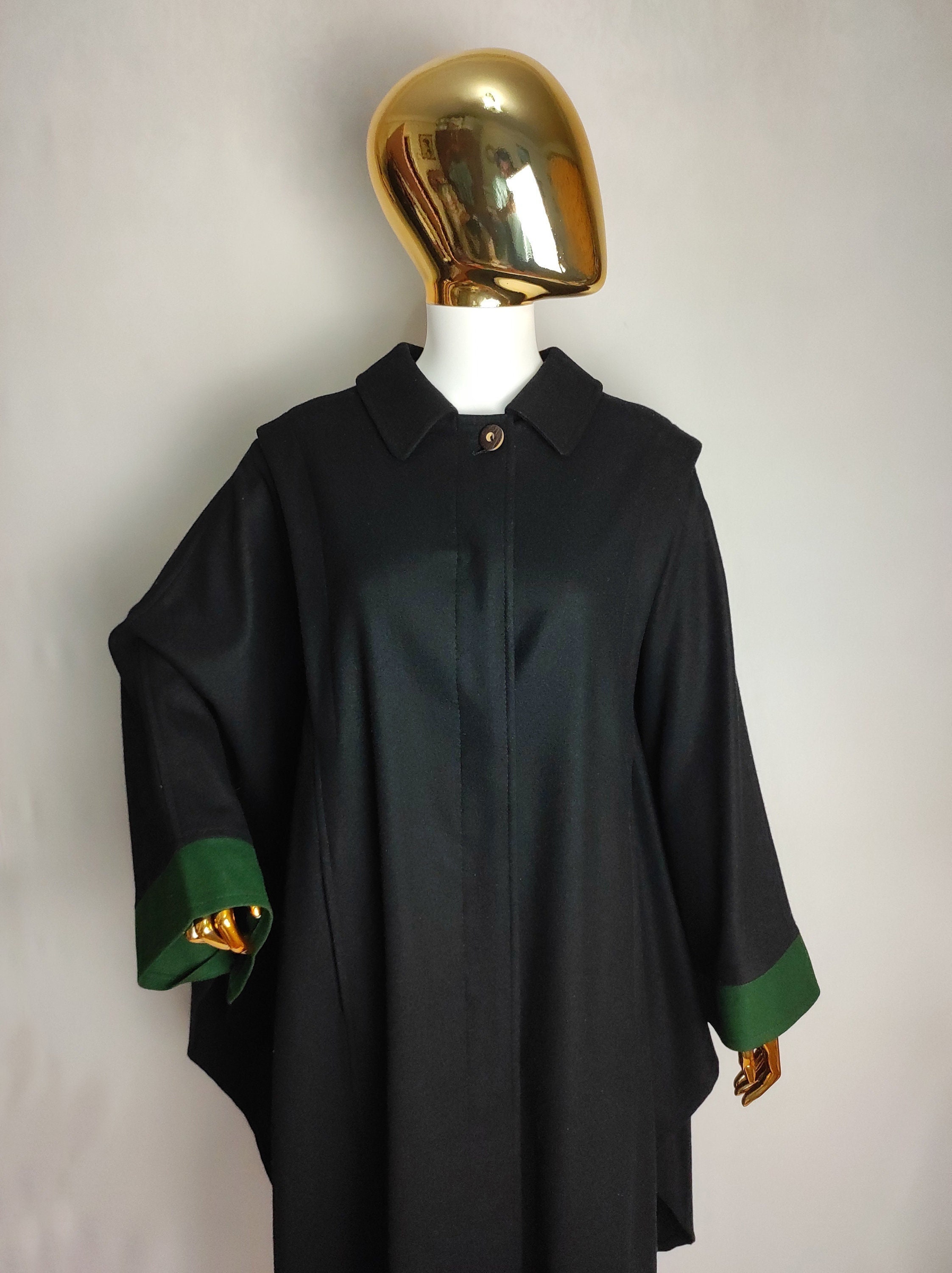 Austrian Loden Wool Cape, 80s Womens Trachten Coat