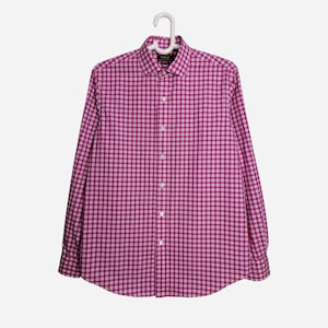 POLO RALPH LAUREN Vintage Mens Shirt Gingham Check Button Up Shirt Cotton Casual Long Sleeve Shirt