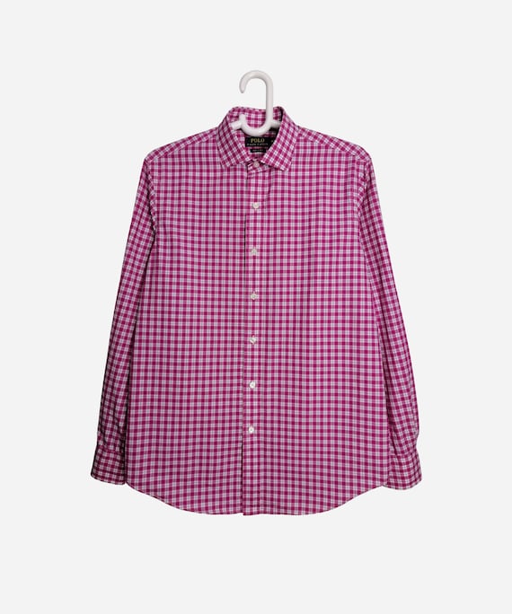 POLO RALPH LAUREN Vintage Mens Shirt Gingham Check Button up Shirt