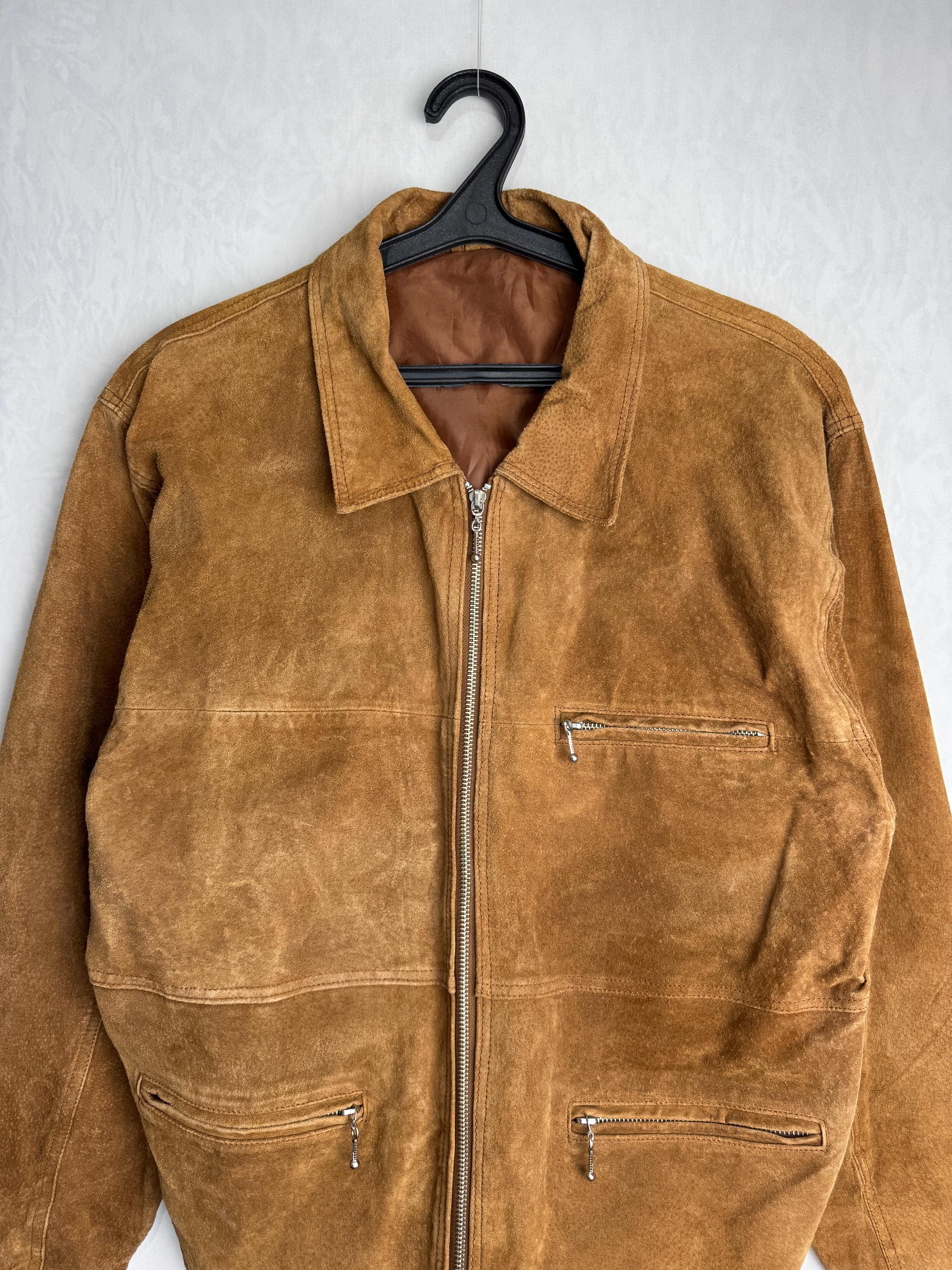 90s Mens Suede Jacket, Genuine Leather Hunting Jacket, Full