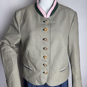 Linen Blend Dirndl Jacket, Oktoberfest Trachten Jacket, Traditional Austrian Blazer, Tyrolean Folk Blazer, German Bavarian Alpen Jacket, 3XL