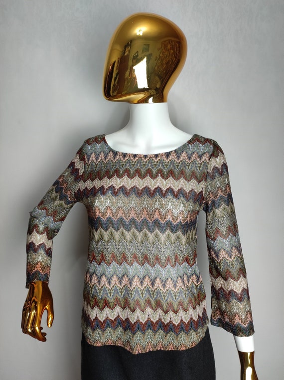 MISSONI Vintage Zigzag Knit Top, Y2K Italian Desig