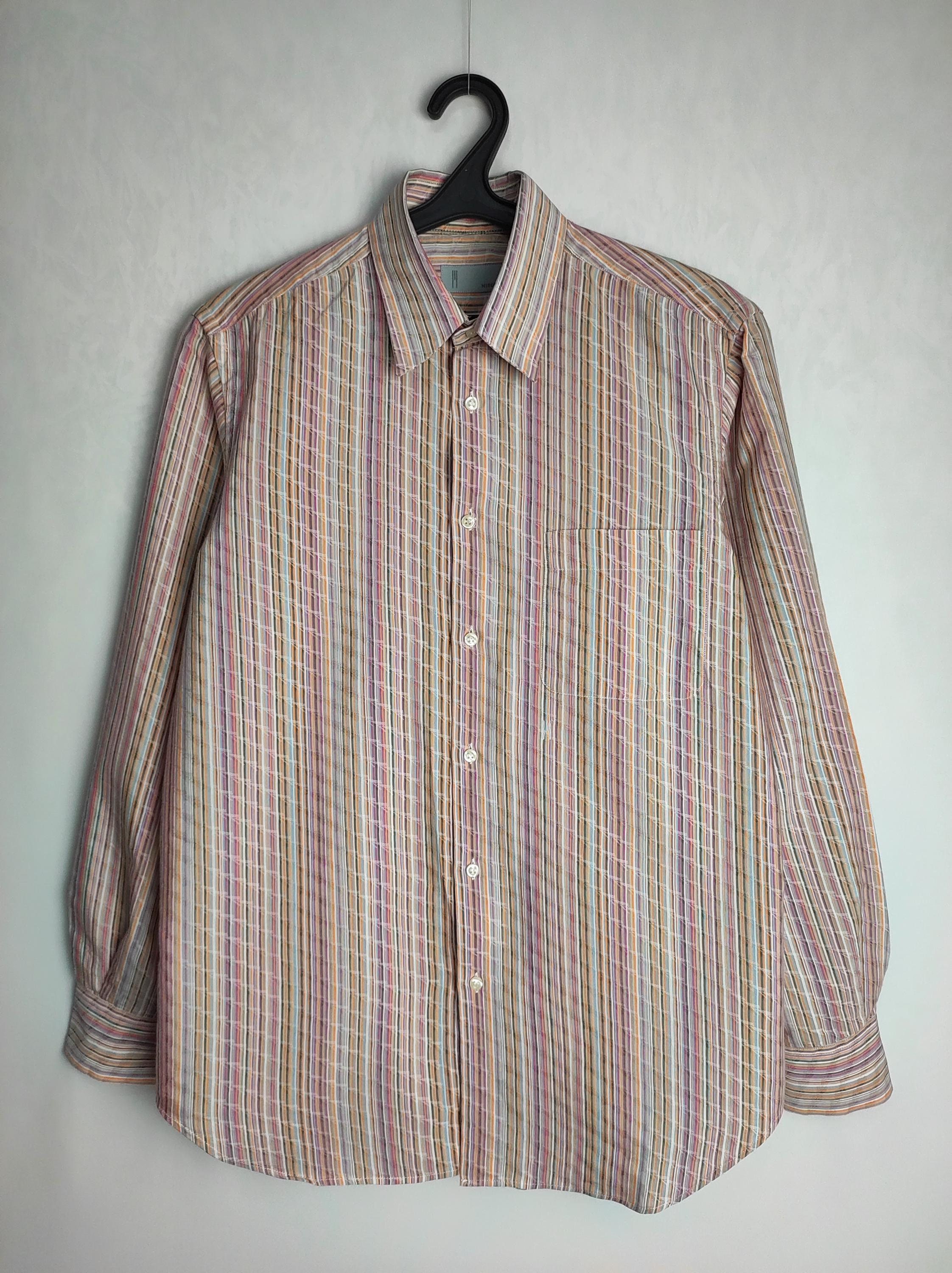 MISSONI Mens Striped Shirt, Italian Designer Cotton Shirt