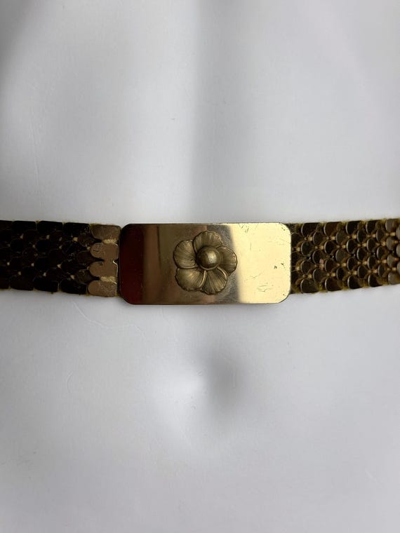 Vintage Fish Scale Belt, Gold Tone Stretch Waist Belt  display picture 1