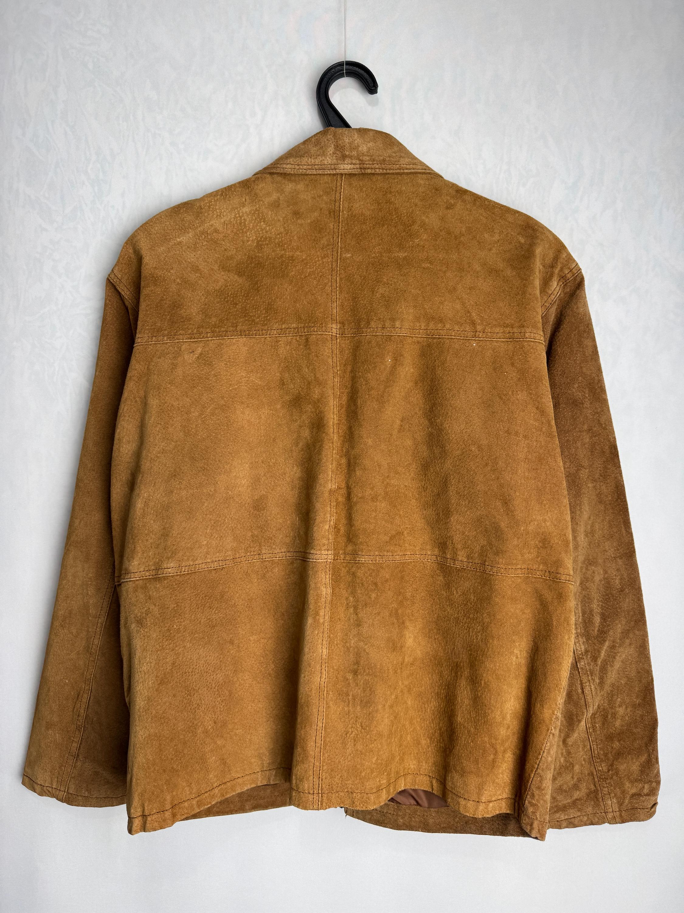 90s Mens Suede Jacket, Genuine Leather Hunting Jacket, Full Zip up