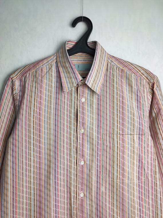 MISSONI Mens Striped Shirt, Italian Designer Cotton Shirt
