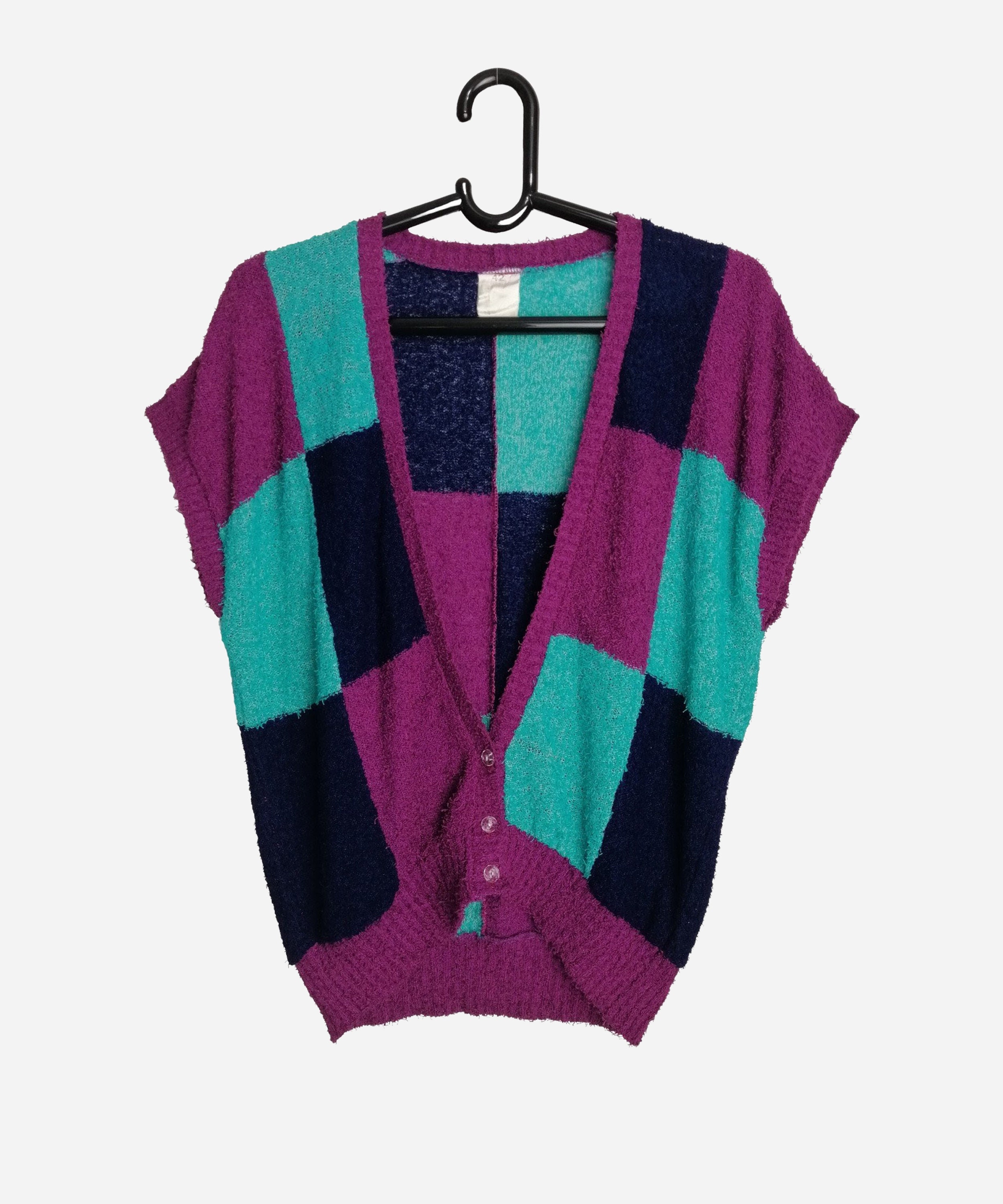 Made in Italy Vintage Sleeveless Cardigan 80s 90s Womens Italian