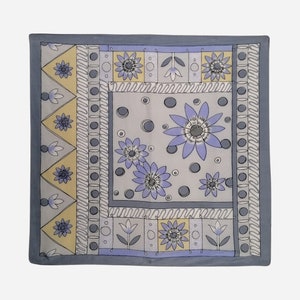VINTAGE Silk Square Scarf Womens Floral Print Neckerchief Pure Silk Small Accessory Gift For Her