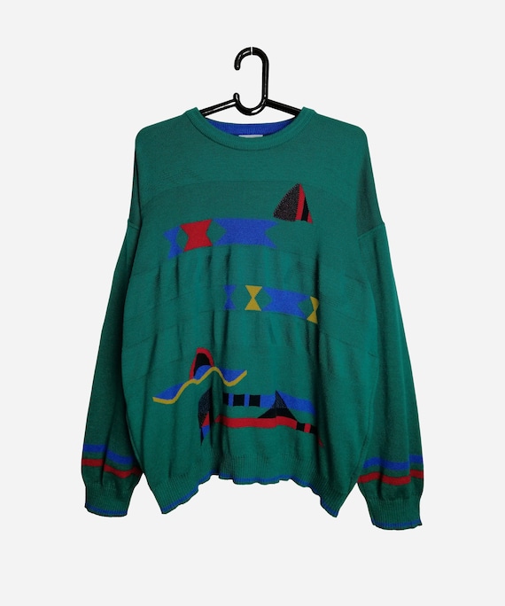 VINTAGE Mens Sweater 80s 90s Oversized Cotton Abs… - image 1