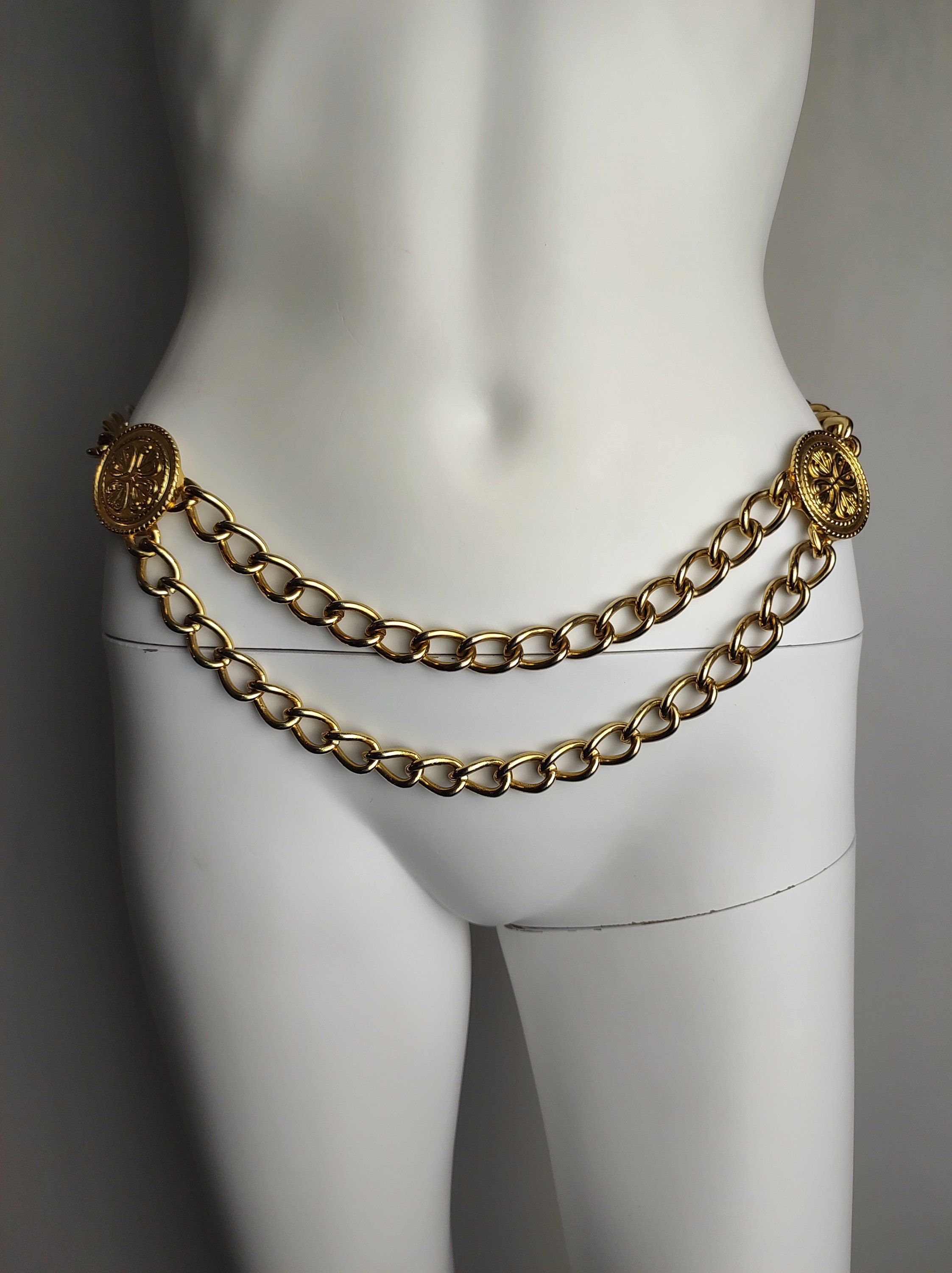 GIANFRANCO FERRE Gold Chain Belt, 80s Italian Designer 