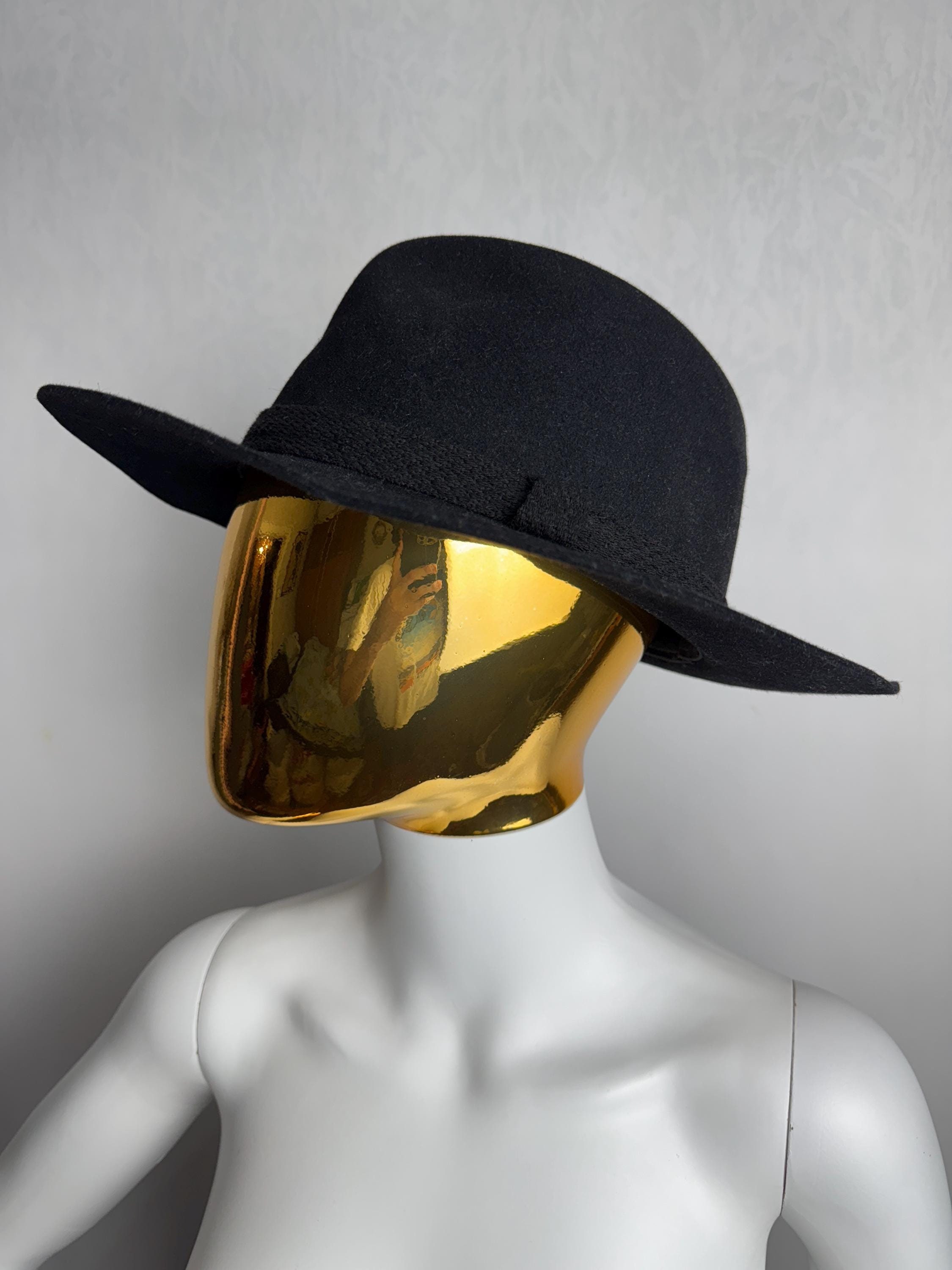 Fabulous black chic felt hat from the 90s il_fullxfull.7362923781_ekzd.jpg main image 2