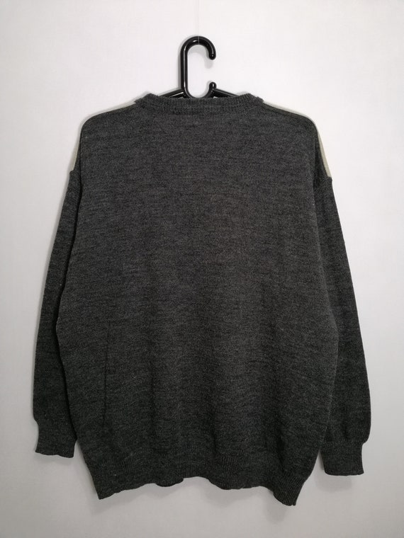 VINTAGE Mens Sweater 90s 80s Oversized Wool Geome… - image 7
