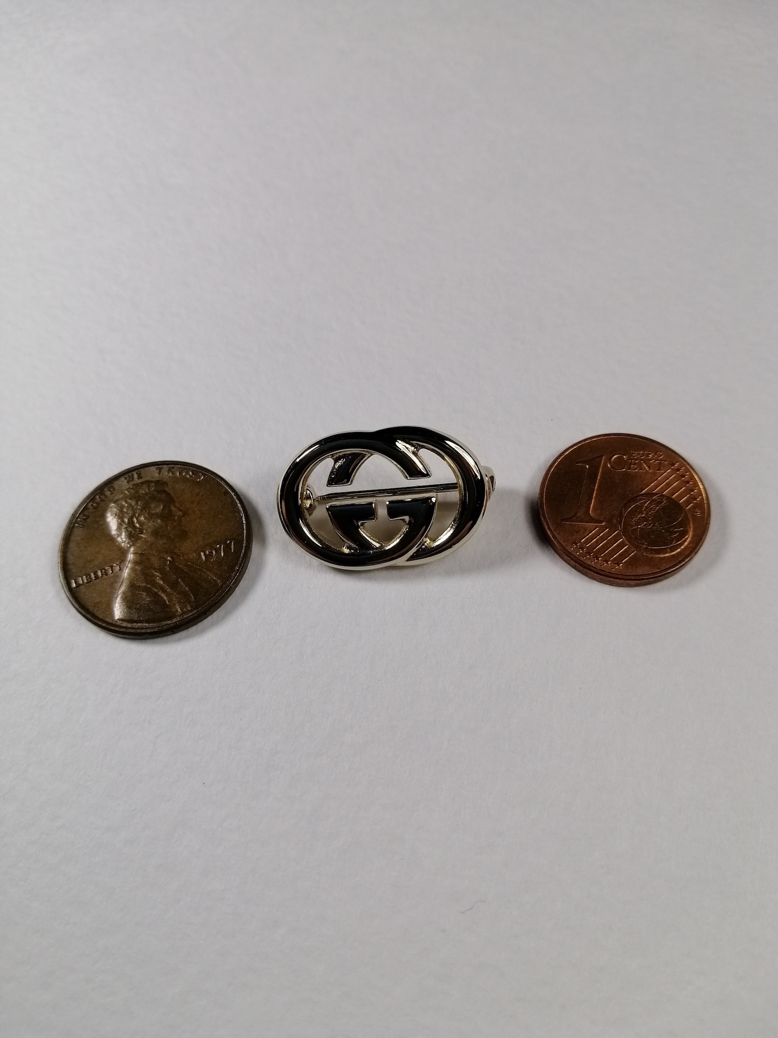 GUCCI Vintage Brooch Gold GG Pin Etsy