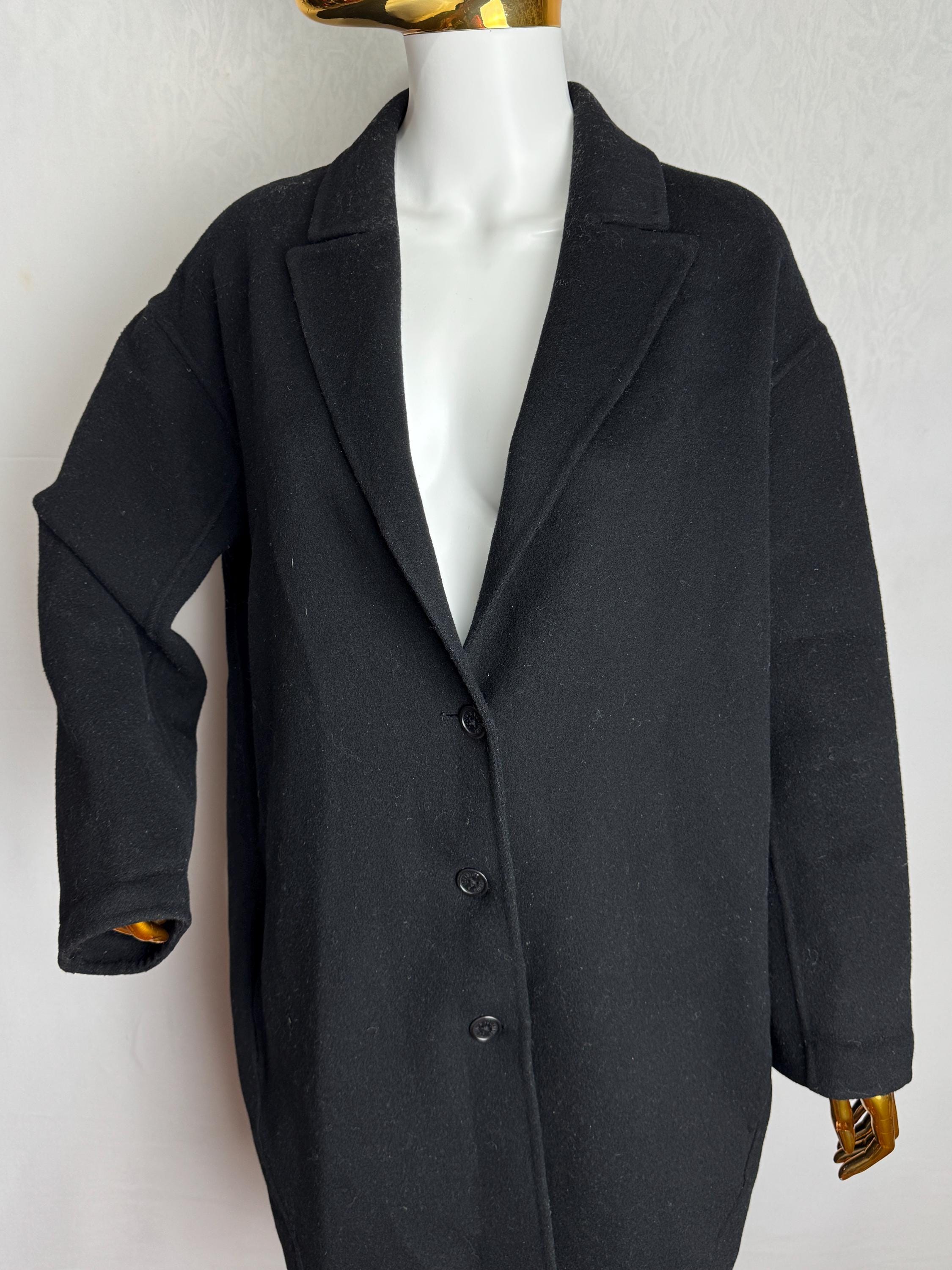 ZADIG & VOLTAIRE Deluxe Mady Wool Coat, French Designer Long Black