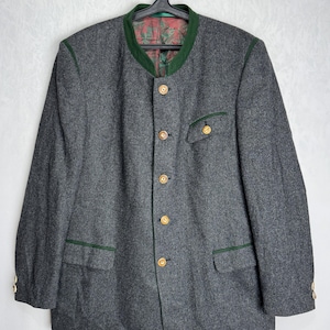 Men Trachten Jacket, Austrian Loden Wool Jacket, Traditional Tyrol Folk Blazer, Oktoberfest Costume Jacket, German Bavarian Alpen Jacket, XL