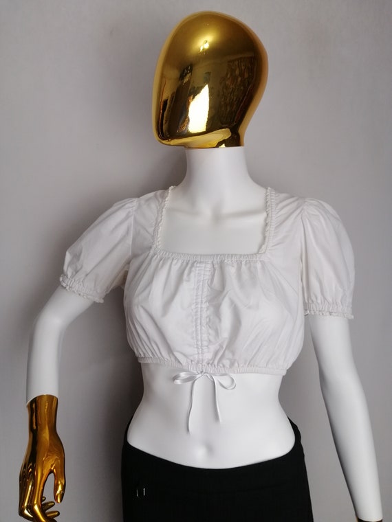 Dirndl Cropped Top, Puff Sleeve Austrian Blouse, … - image 7